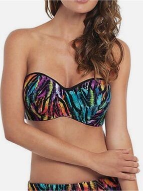 Panache Tallulah Feathers Bandeau and fold over bikini